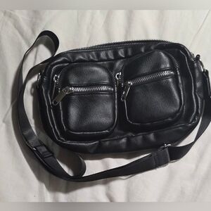Wild Fable Black Belt Bag with Silver Accents